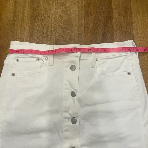 J. Crew Factory White Button-Front Denim Mini Skirt NWT - Picture 2 of 6